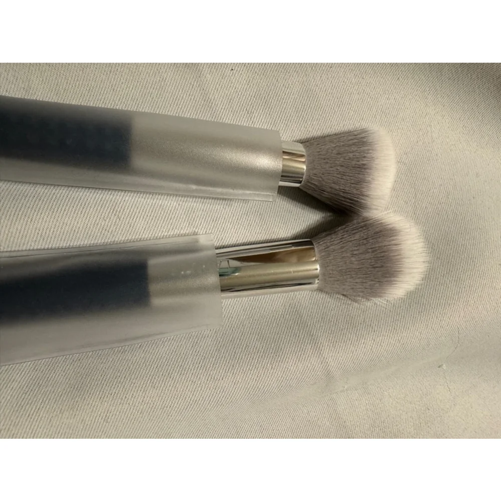 Laruce Angled Contour Blending Makeup Brushes Set Silver Grey New